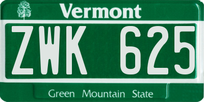VT license plate ZWK625
