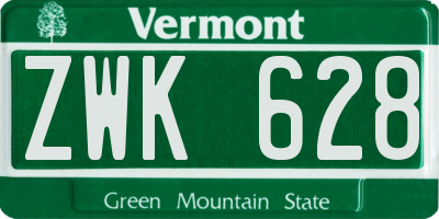VT license plate ZWK628