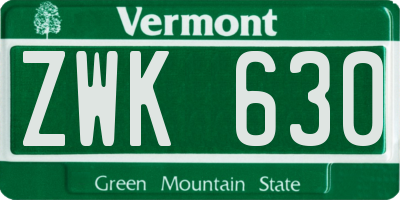 VT license plate ZWK630