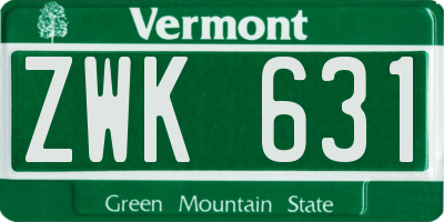 VT license plate ZWK631