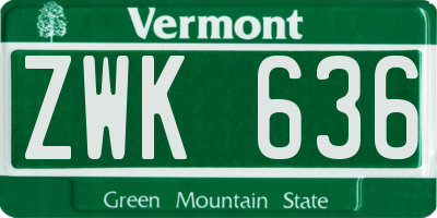 VT license plate ZWK636