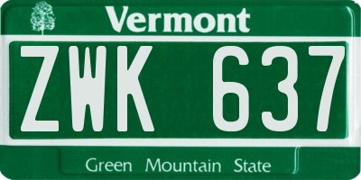 VT license plate ZWK637