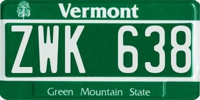 VT license plate ZWK638