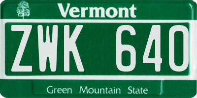 VT license plate ZWK640