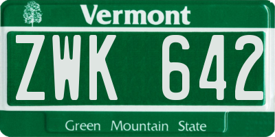 VT license plate ZWK642