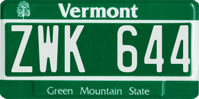 VT license plate ZWK644