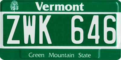 VT license plate ZWK646