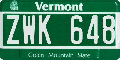 VT license plate ZWK648