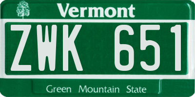 VT license plate ZWK651