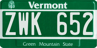 VT license plate ZWK652