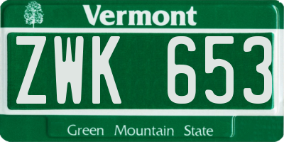 VT license plate ZWK653