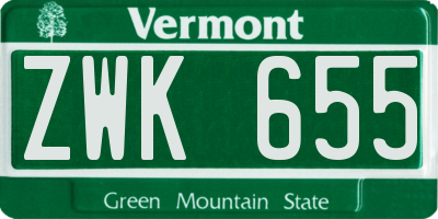 VT license plate ZWK655