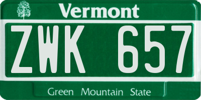 VT license plate ZWK657