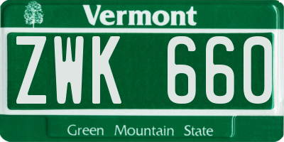 VT license plate ZWK660