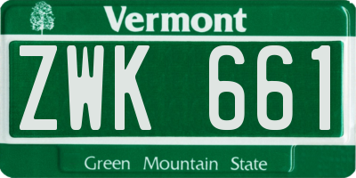 VT license plate ZWK661
