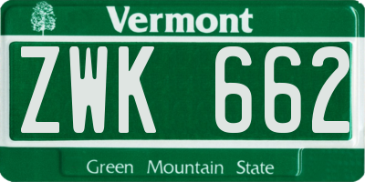 VT license plate ZWK662