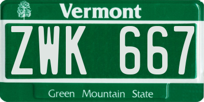 VT license plate ZWK667