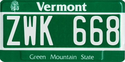 VT license plate ZWK668