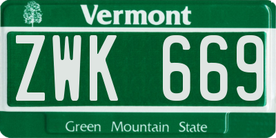 VT license plate ZWK669