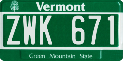 VT license plate ZWK671