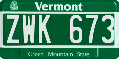 VT license plate ZWK673