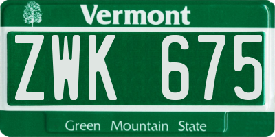 VT license plate ZWK675