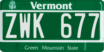 VT license plate ZWK677