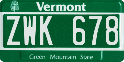 VT license plate ZWK678