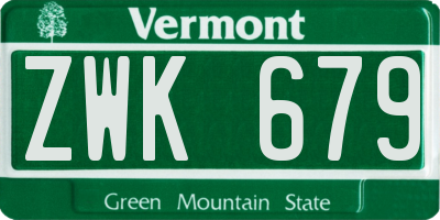VT license plate ZWK679