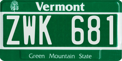 VT license plate ZWK681