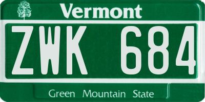 VT license plate ZWK684