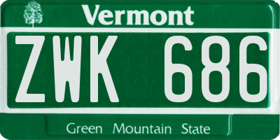 VT license plate ZWK686