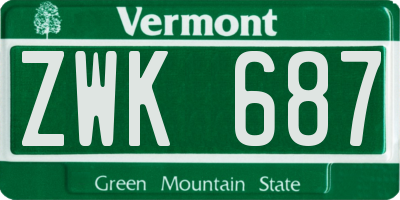VT license plate ZWK687
