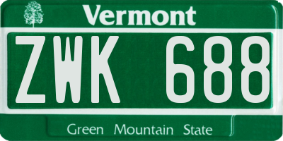 VT license plate ZWK688