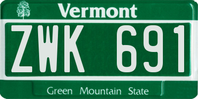 VT license plate ZWK691