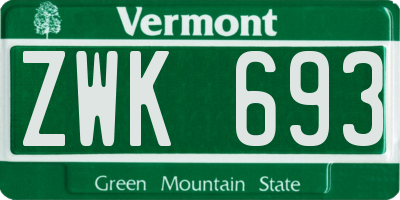VT license plate ZWK693