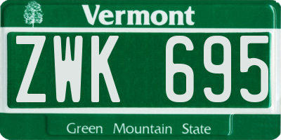 VT license plate ZWK695