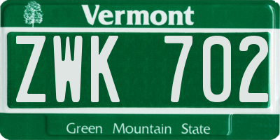 VT license plate ZWK702