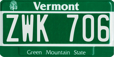 VT license plate ZWK706