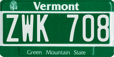 VT license plate ZWK708