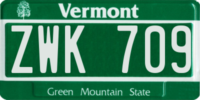 VT license plate ZWK709