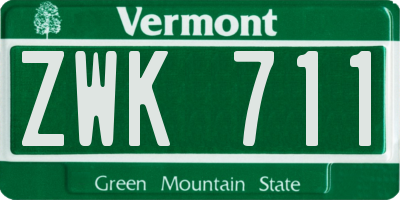VT license plate ZWK711