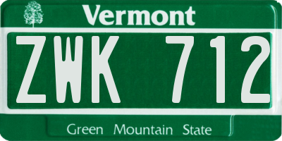 VT license plate ZWK712