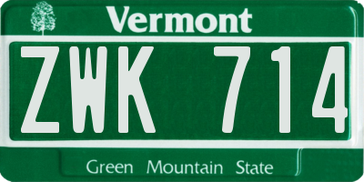 VT license plate ZWK714
