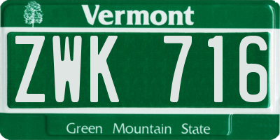 VT license plate ZWK716