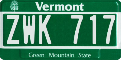 VT license plate ZWK717