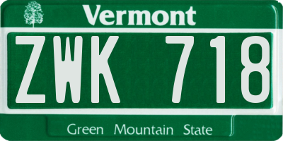 VT license plate ZWK718