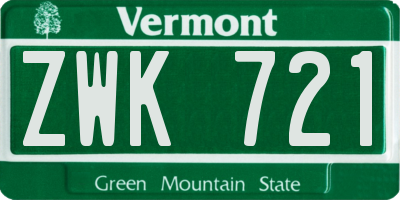VT license plate ZWK721