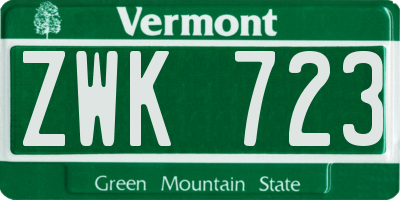VT license plate ZWK723