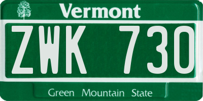 VT license plate ZWK730